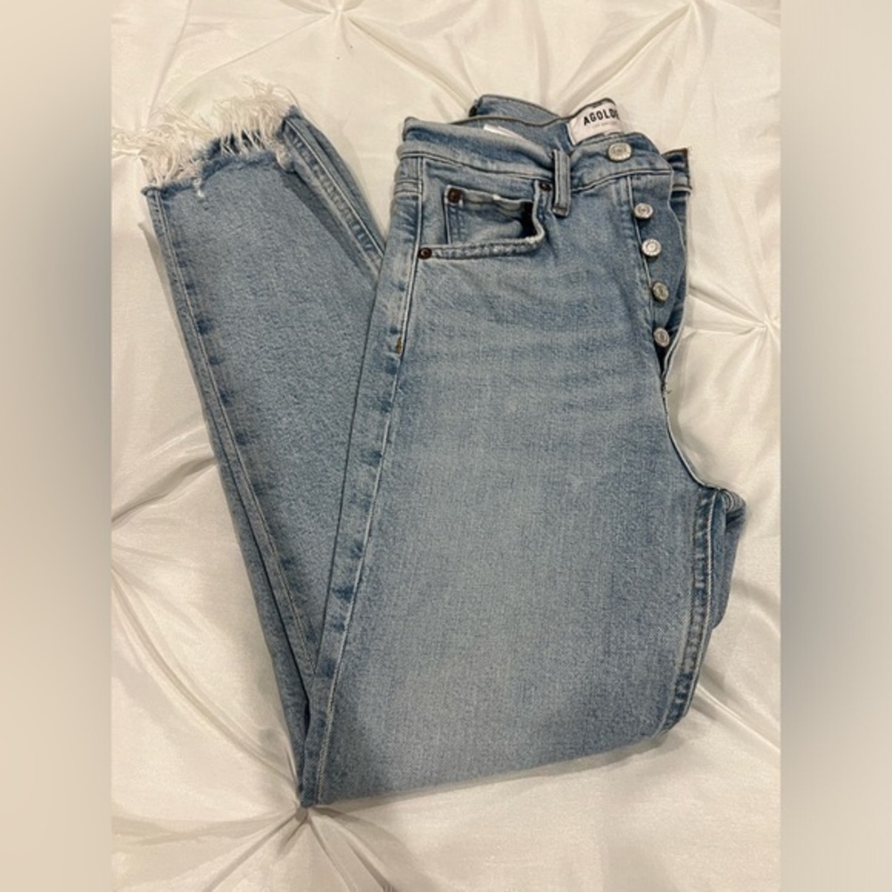 AGOLDE Riley Crop Blue High Rise Jeans Size 23